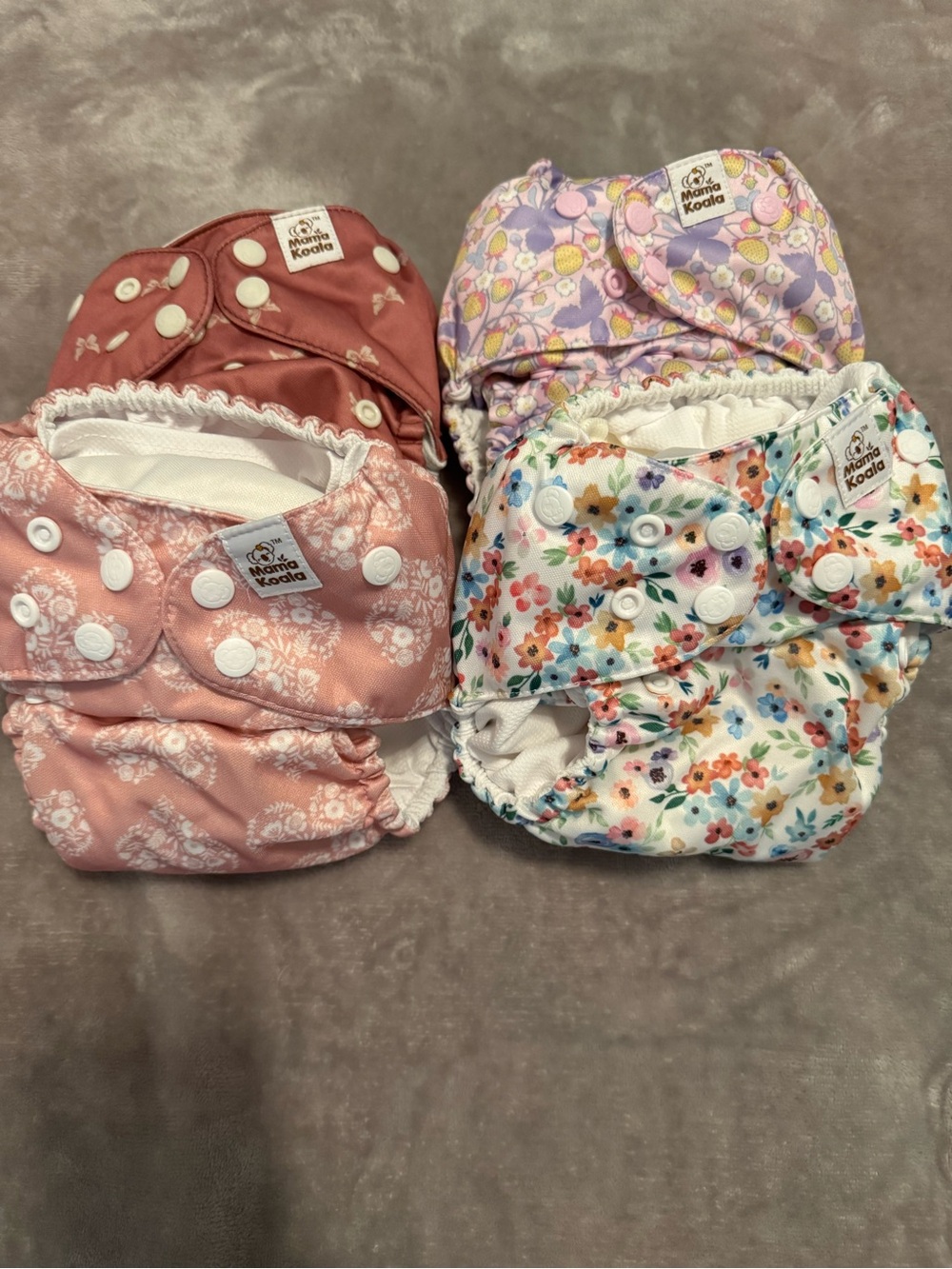 4 Mama Koala Floral Cloth Diapers with Inserts